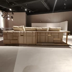 Modern L-Shaped Modular Sectional Sofa with Handwoven Leather Accents & Premium Textured Fabric